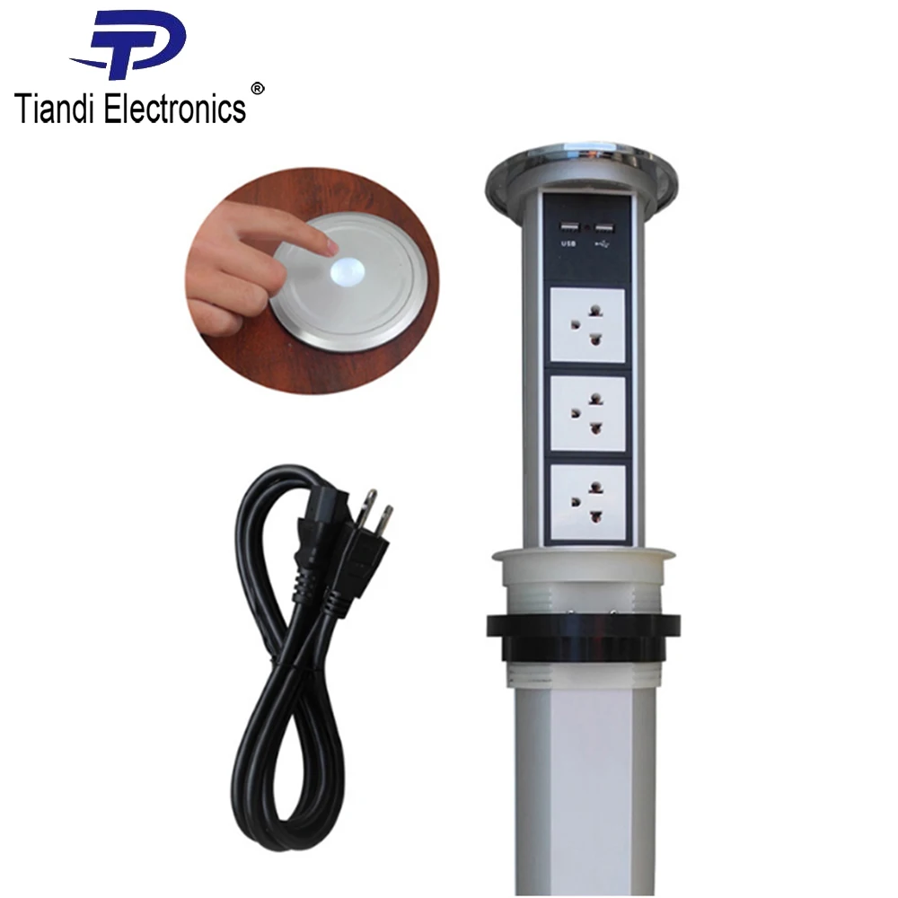 Touch Screen/Automatic Electric Lift Socket Kitchen Hidden Socket Smart Multifunctional USB Charging Desktop Socket TD-01