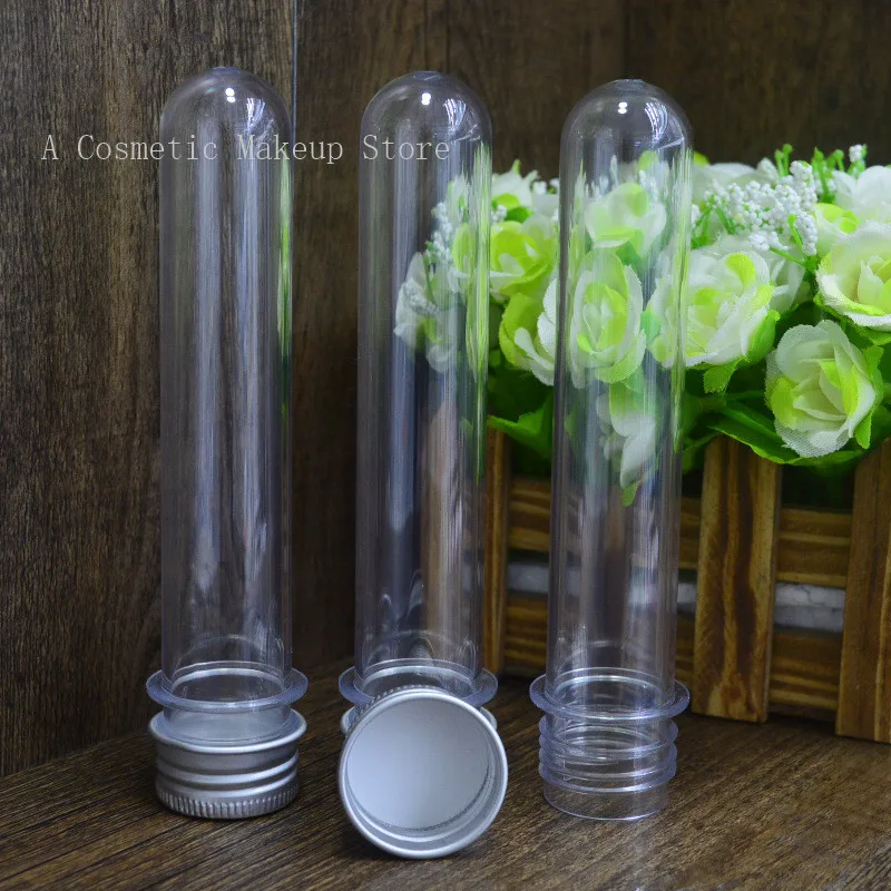 

50pcs/lot 40ml Plastic Test Tube Cream Lotion Cosmetic Container Travel Kits Empty Small Plastic Bottle with Screw Cap
