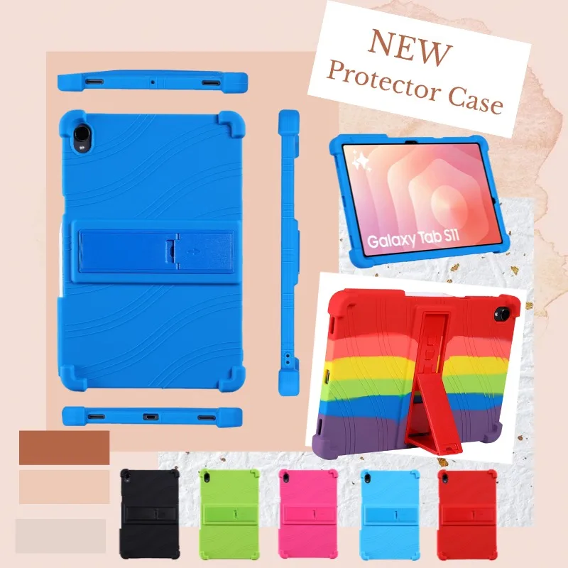 

Soft Case For Samsung Galaxy Tab A9 PlUS11 S9 S8 S10FE S6 A8 S7FE A7Lite Shockproof Silicone Full Cover with Foldable Stand