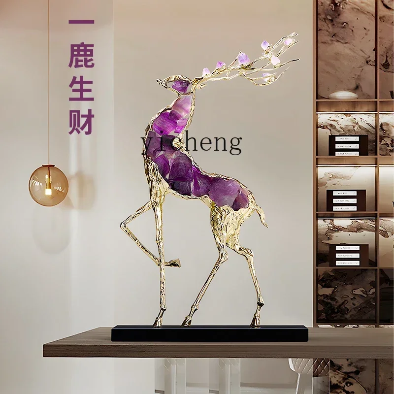 t-20 Light Luxury Crystal Fortune Deer Ornament for Living Room, Entryway, Wine Cabinet, Office, Company
