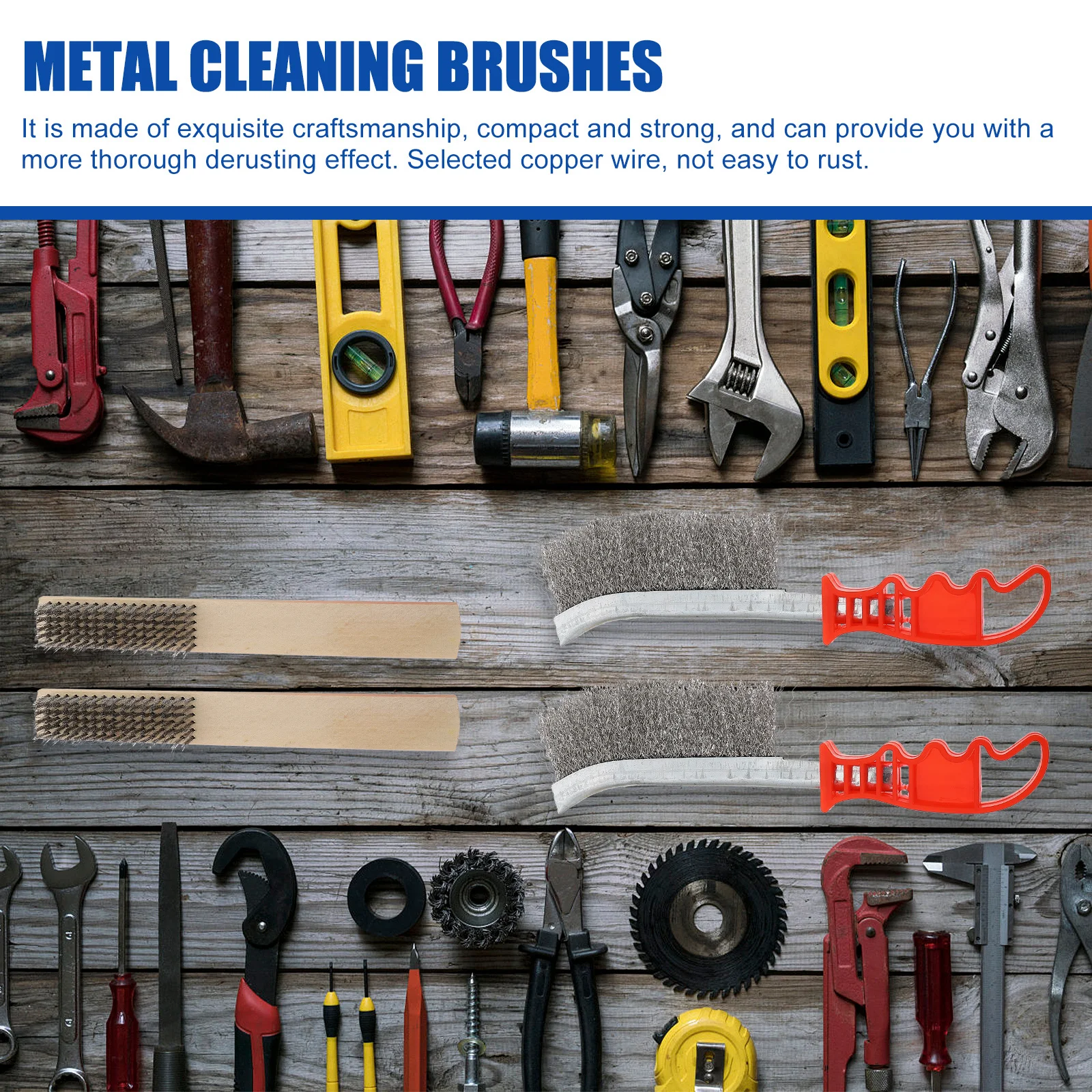 

4Pcs Stainless Steel Metal Decontamination Brushes Efficient Rust Removal Tool for Metal Surfaces Motor Door Window