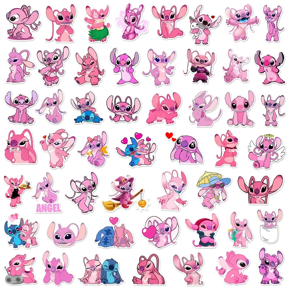 50PCS Disney Cute Stitch Stickers Cartoon Decals DIY Skateboard Laptop Guitar Suitcase Car PVC Waterproof Graffiti Toys