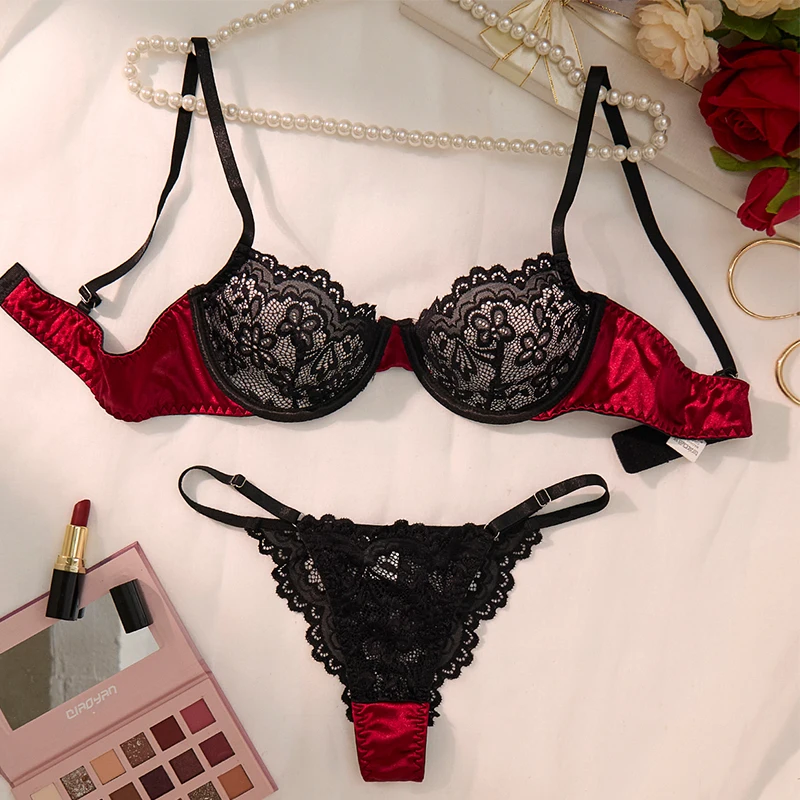 

Fancy Lace Lingerie Ultra Thin Bra Sets Hot Girl Intimate Underwear Romantic See Through Exotic Set Female Push Up Sexy Lingerie