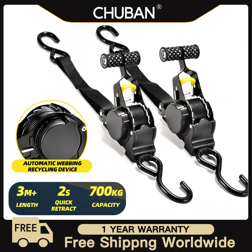 

Heavy-Duty Ratchet Straps for Cargo-Retractable Belts for Load and Luggage,Suitable for Motorcycles andCars,withEnhancedSecurity