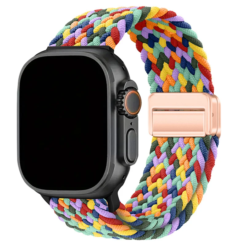 Para apple watch 11 10 46mm 42mm banda 9 8 7 45mm 41mm correa iwatch se 6 5 44mm 40mm ultra 3 2 49mm correa de cierre magnético trenzado