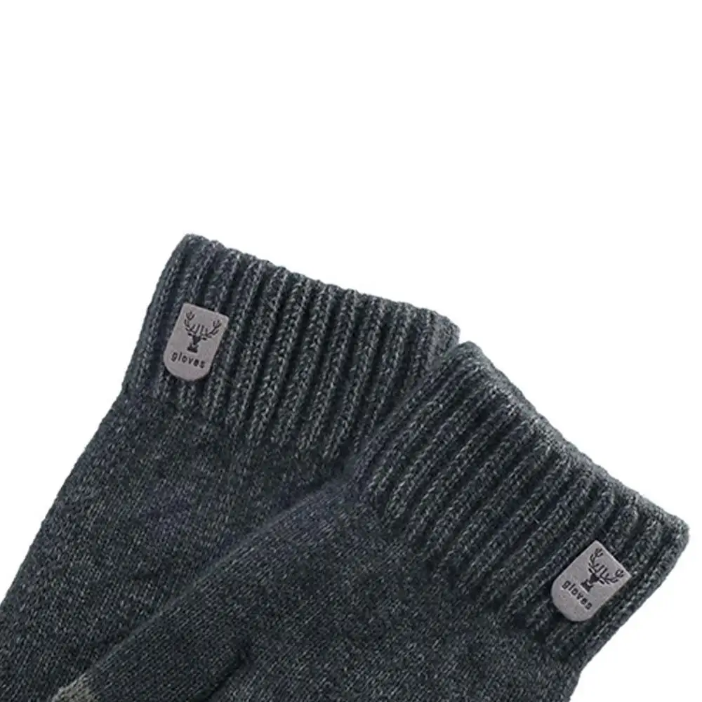 Fashion Wool Men Knitted Gloves Solid Color Touchscreen Knitted Woolen Gloves Thickened Mittens Full Finger Gloves Sports