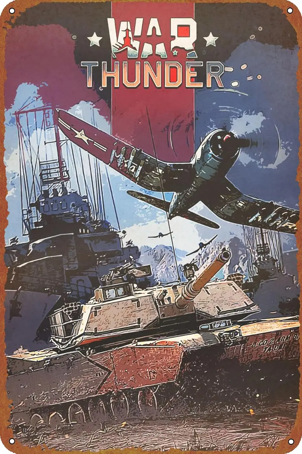 1p,War Thunder Game Poster Metal Sign Tin Metal Retro Wall Decor for Home,Street,Gate,Bars,Club