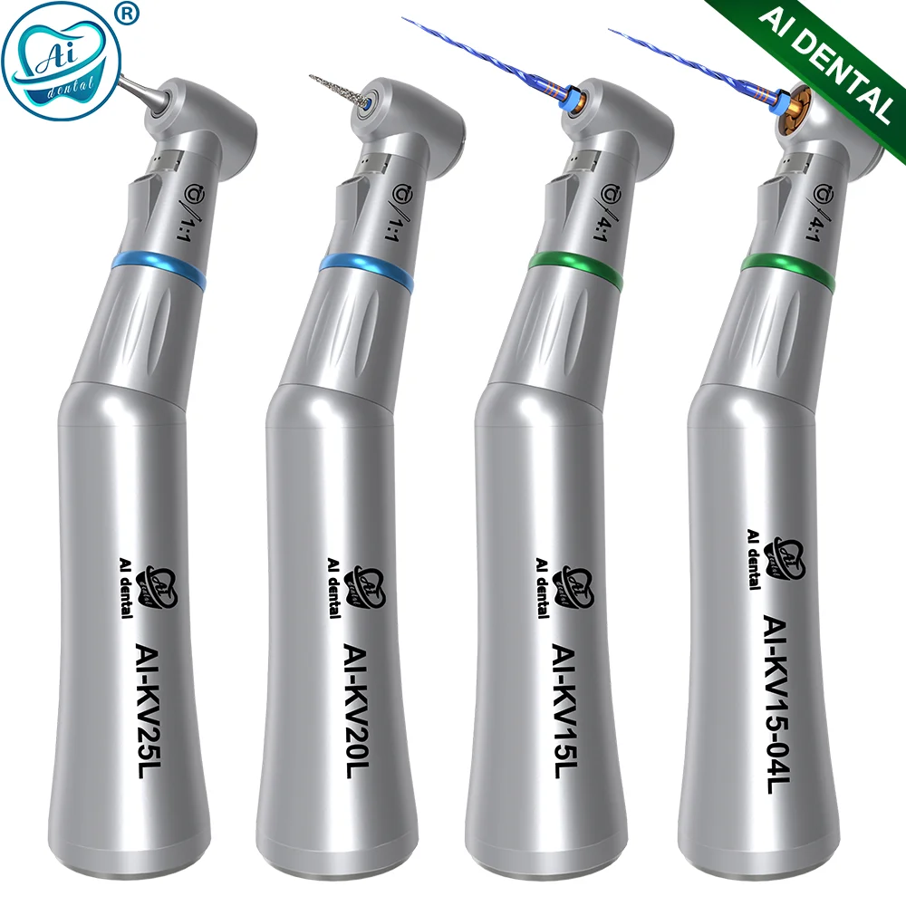 

AI-KV Dental Contra Angle Low Speed Handpiece with Fiber Optic Micromotor Head Removable Kvo-Type Connector Original New Arrival