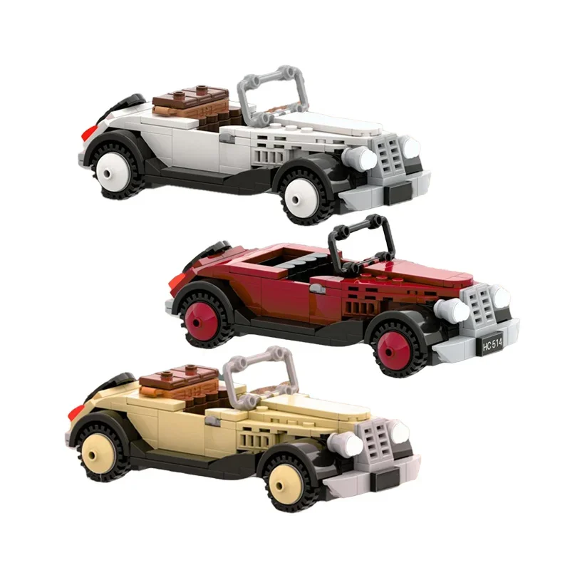 Moc Building Blocks 1920 Vintage Classic Convertible Car Model Technical Bricks DIY Assembly Vehicle Toys For Kids Child