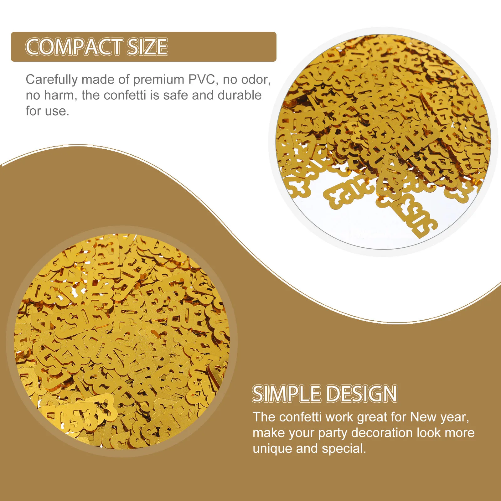 

New Year Paper Confetti 5 Bags Golden Plastic Scatters for Dining Room Table Festive Supplies Reliable 2023