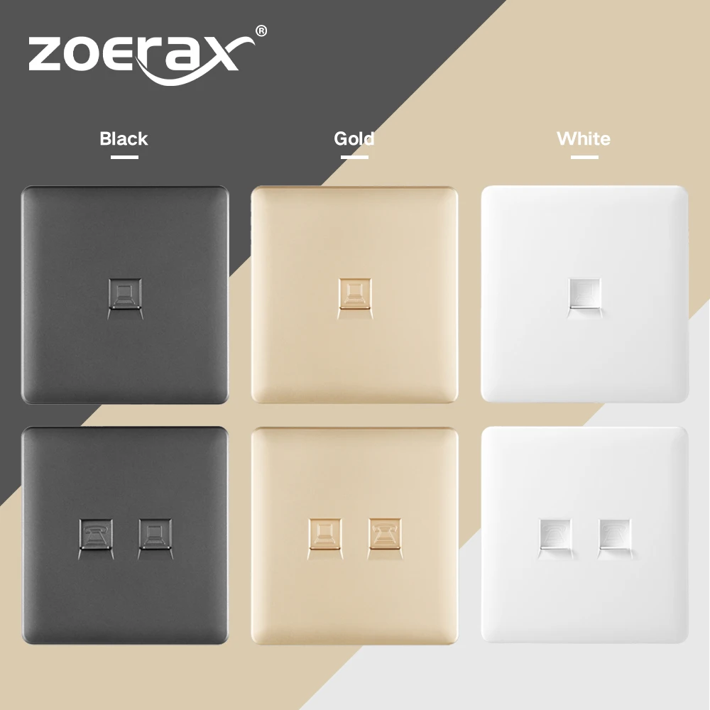 

ZoeRax Ethernet Faceplate Single 1-Port/Double 2-Way RJ45 Socket Wall Plate for Ethernet Cable Networking Socket Box, 86x90mm