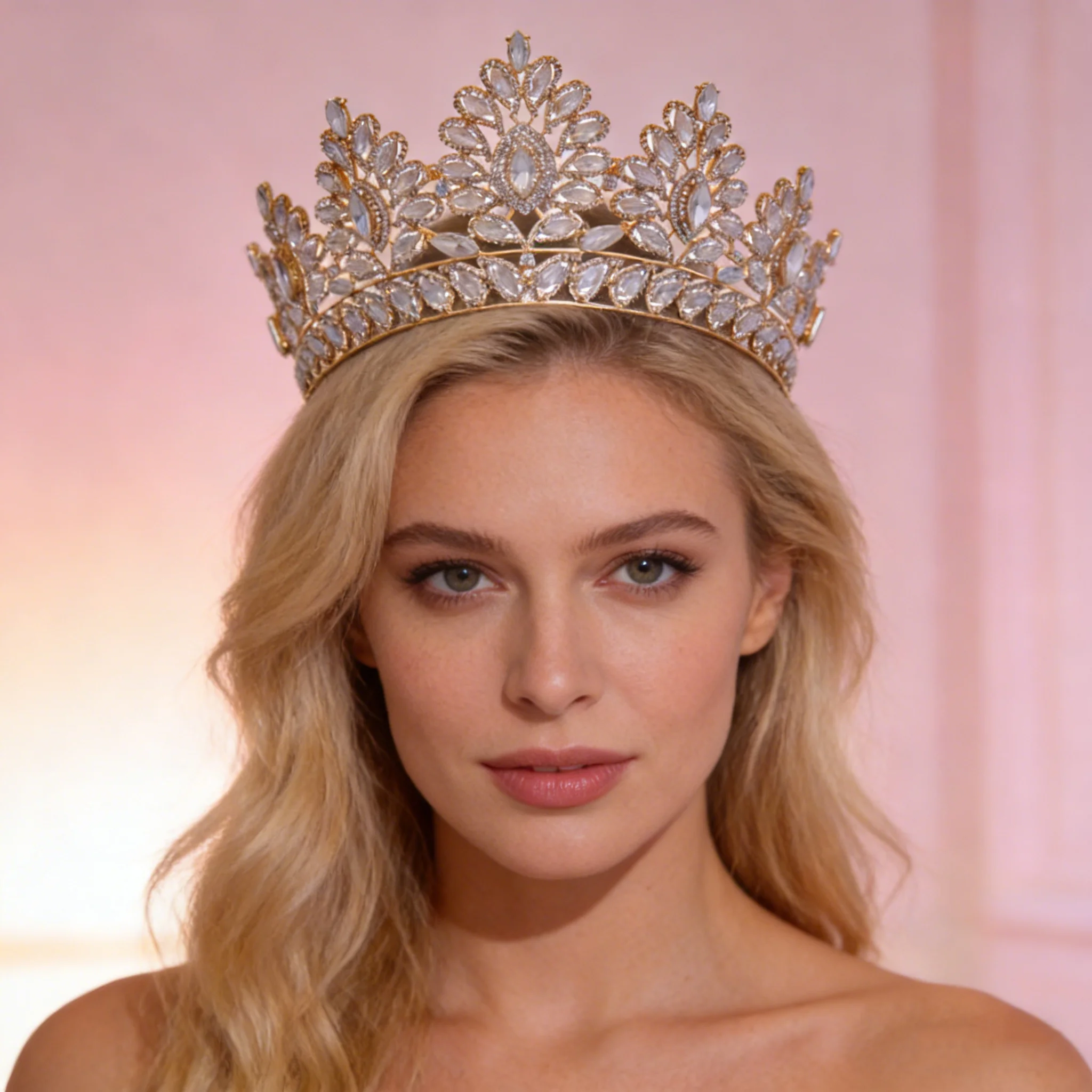 

Роскошная корона с кристаллами, сверкающий головной убор с камнями маркизной огранки для свадеб, выпускных вечеров, конкурсов красоты и официальных мероприятий