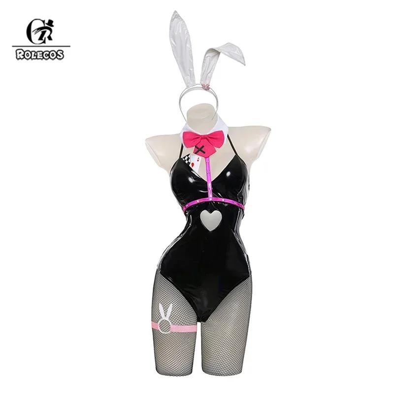 

Rolecos bunny cosplay costume VALENTINE'S gift sexy women cosplay bunny suit black jumpsuit Halloween party outfit fullset suit