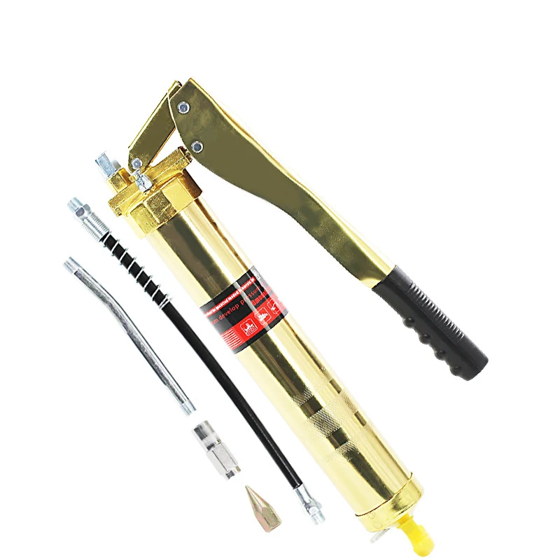 Grease Gun, 12000 PSI Heavy Duty Pistol Grip Grease Gun Set with 900cc Load, Flexible Hose, Working Coupler, Gold