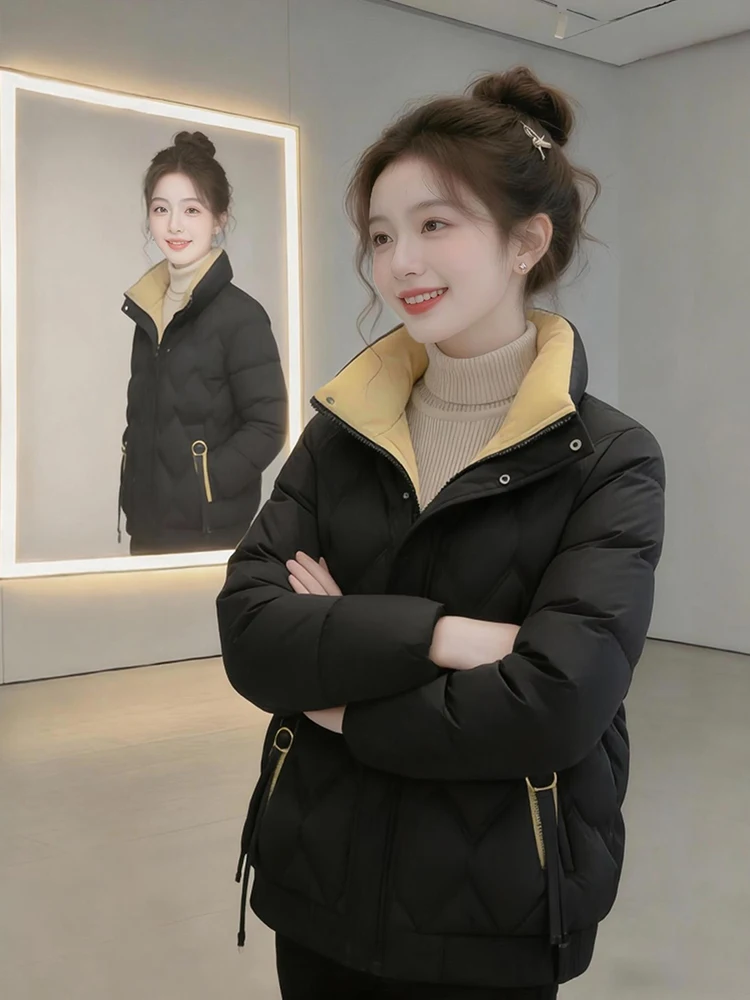 

Женская модная зимняя куртка из хлопка средней толщины в корейском стиле, для повседневной носки, стандартный крой, на молнии, чистый хлопок