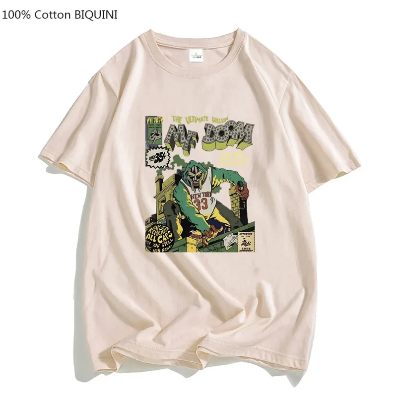 MF DOOM a blusa MASKED para homens, camisa fofa casual americana 100% algodão, camiseta de anime masculina