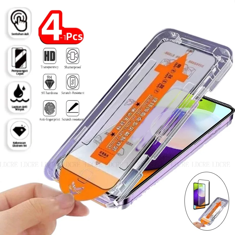 4/3/2/1Pcs For Samsung A52 Glass Samsung Galaxy A52 Tempered Glass 9H HD Dust Free Full Cover Glue Screen Protector Samsung A52