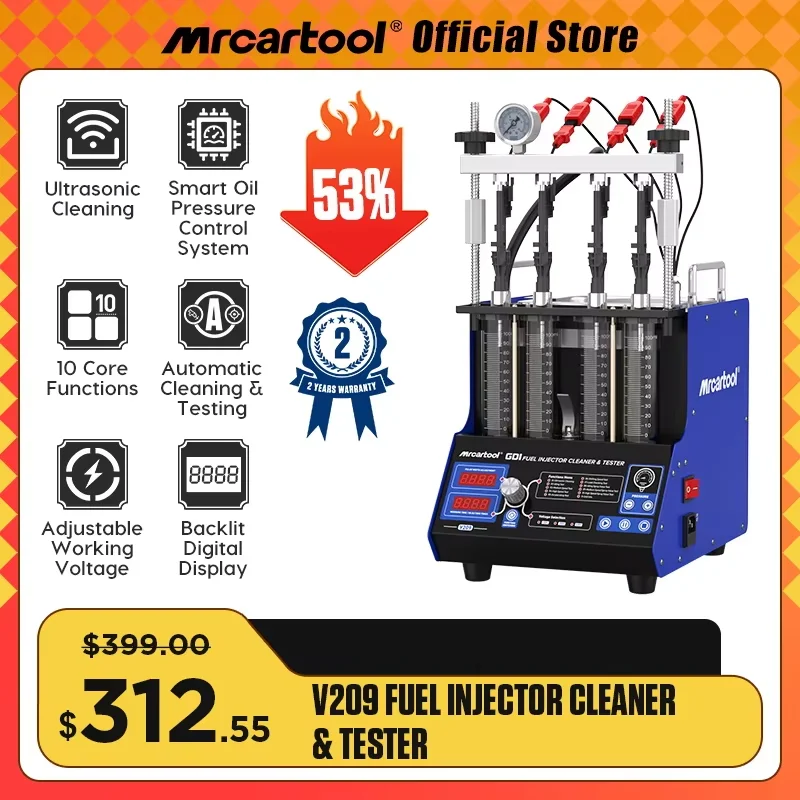 مُحلِّل ونَقْد لجهاز تنظيف وفحص صمامات الوقود MR CARTOOL V209