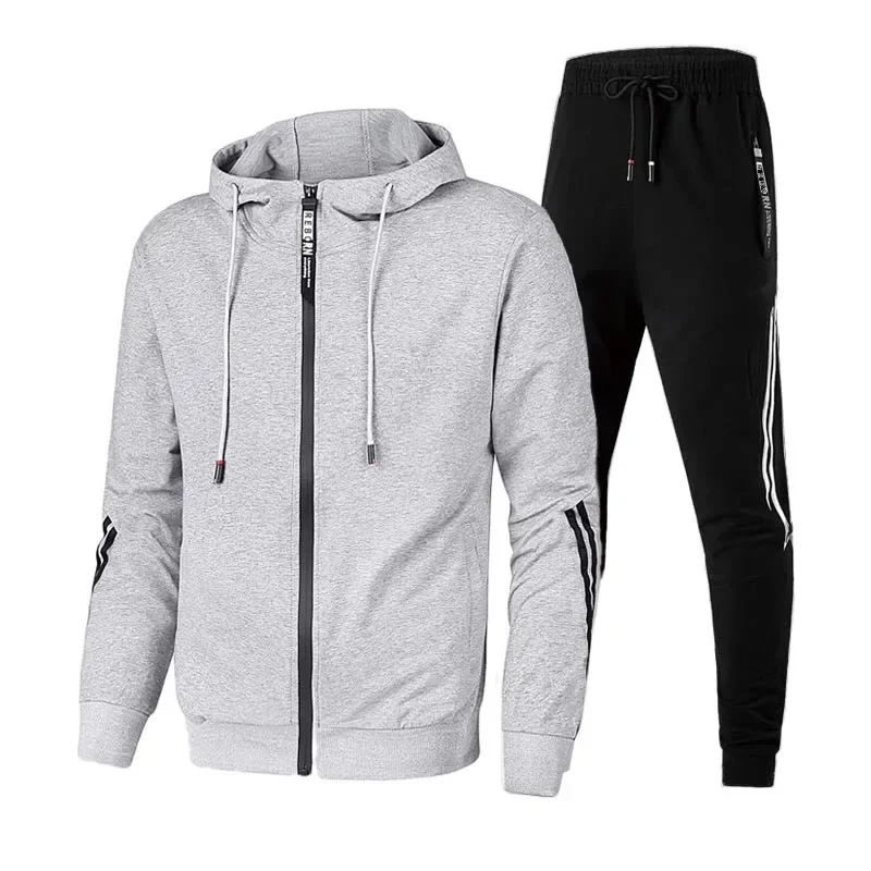 Uomo Casual Tuta con cerniera Felpe Top e pantaloni sportivi 2 pezzi Set 2024 Maschio Outdoor Jogging Giubbotti Abbigliamento Sport Uomo Pantaloni