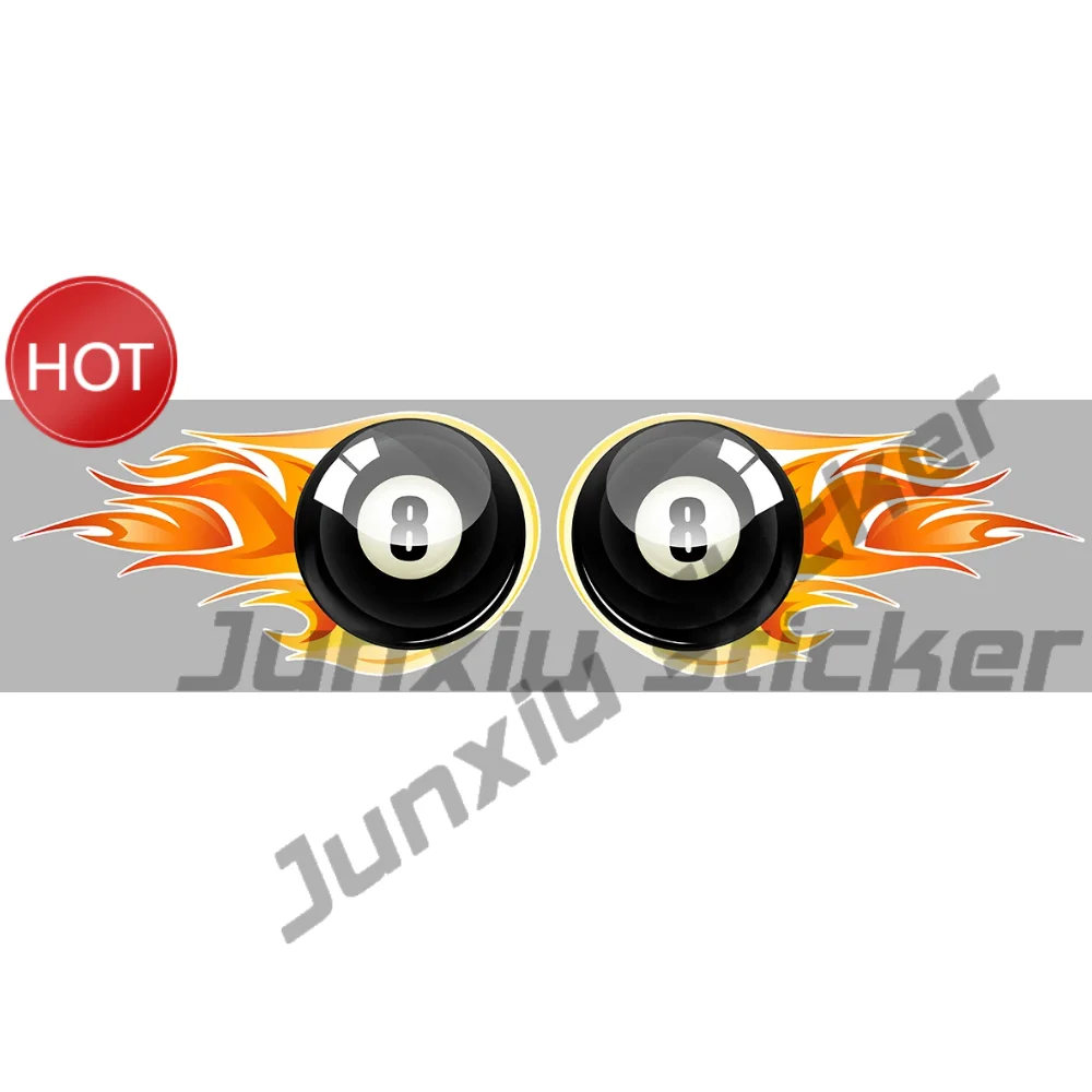 2 X Boules 8 Billard Flammen Aufkleber Motorrad Biker Wasserdichter Vinyl-Aufkleber Auto-Aufkleber für Stoßstange, Fenster, Außenbereich – Detail 1