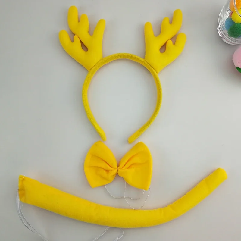 Erwachsene Kinder Plüsch Junge Hirsch Elch Geweih Stirnband Schwanz Geburtstag Party Dekoration Kopfbedeckung Halloween Kostüm Cosplay