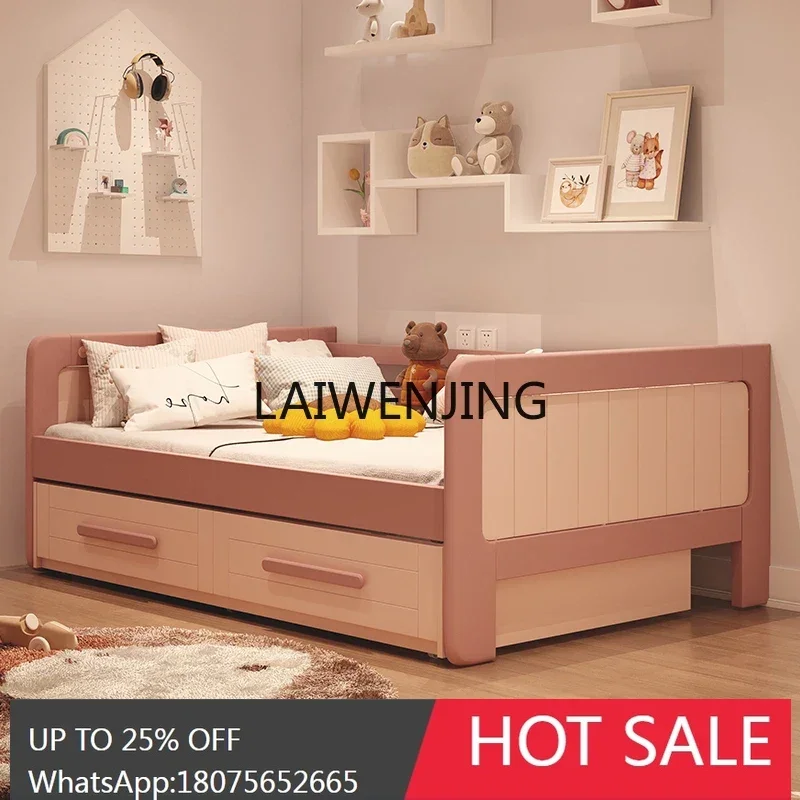 solid wood splicing single bed with guardrail can be customized multi-functional storage bed