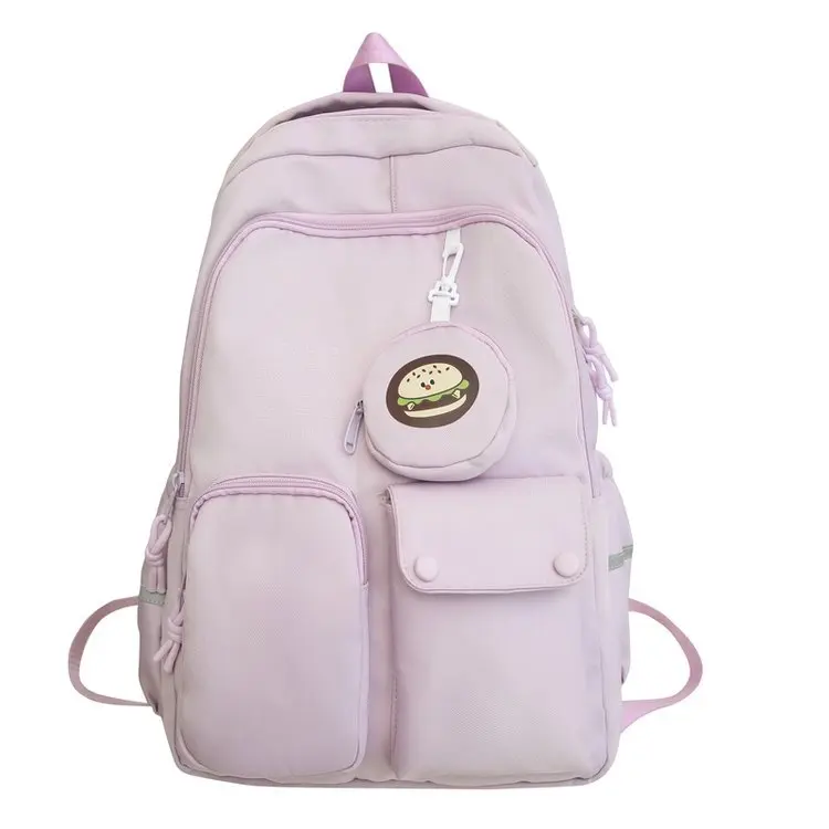 Mochila escolar de nailon con gran capacidad para mujer, morral escolar con múltiples bolsillos, bonita mochila de viaje, 2024