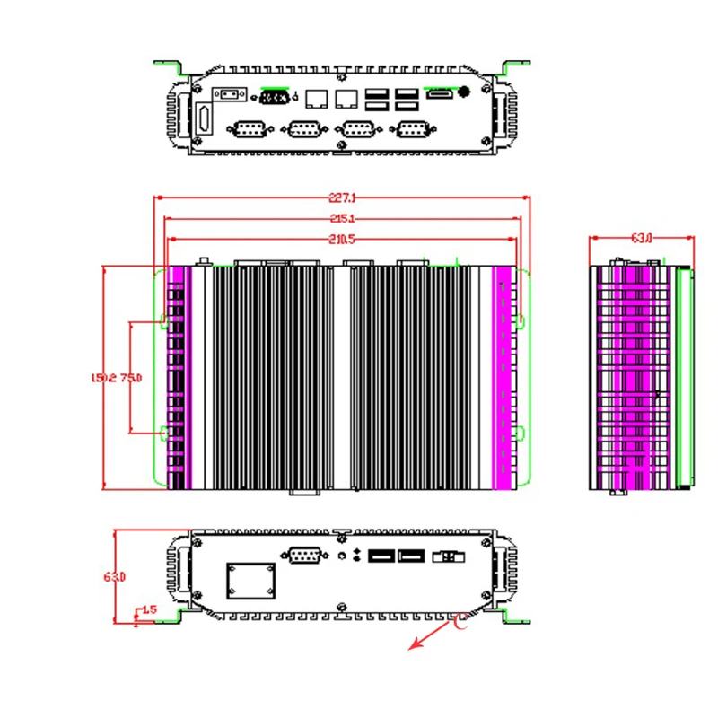 Nova marca incorporado fanless mini pc com 10th gen celeron 5205u processador 4 usb 3.0 e 6 x com