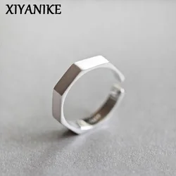 XIYANIKE Silver Color Handmade Rings Korean Creative Geometric Jewelry for Women Wedding Couple Size 17mm Adjustable