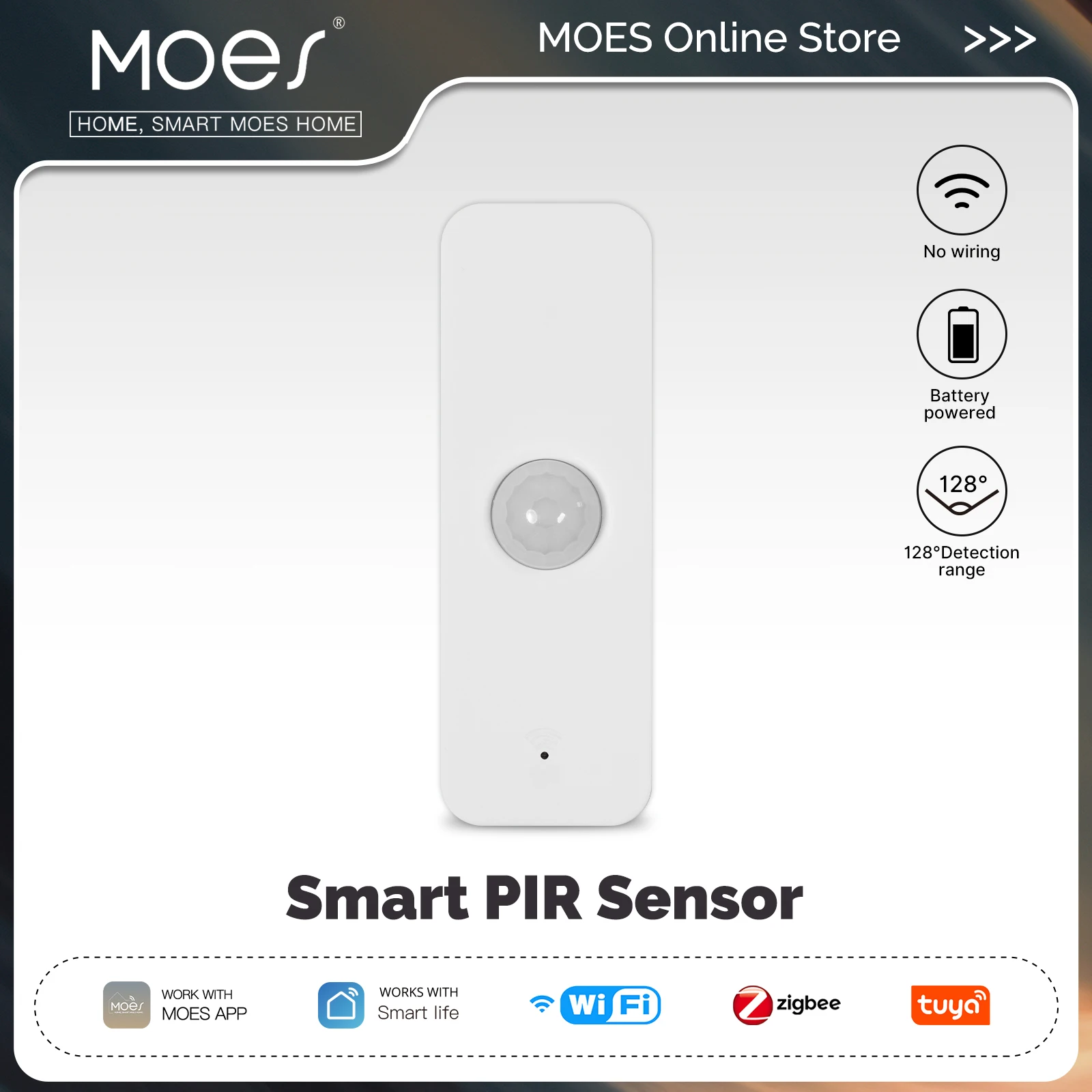 MOES Tuya WiFi/ZigBee Smart PIR Sensor Human Body Infrared Motion Detector Home Security Scene Linkage Automation Battery Power