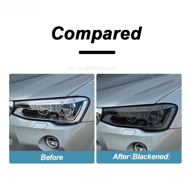 2pcs For BMW X4 F26 2014-2018 Car Headlight Protective Film Headlamp Restoration Transparent Black TPU Sticker Accessories