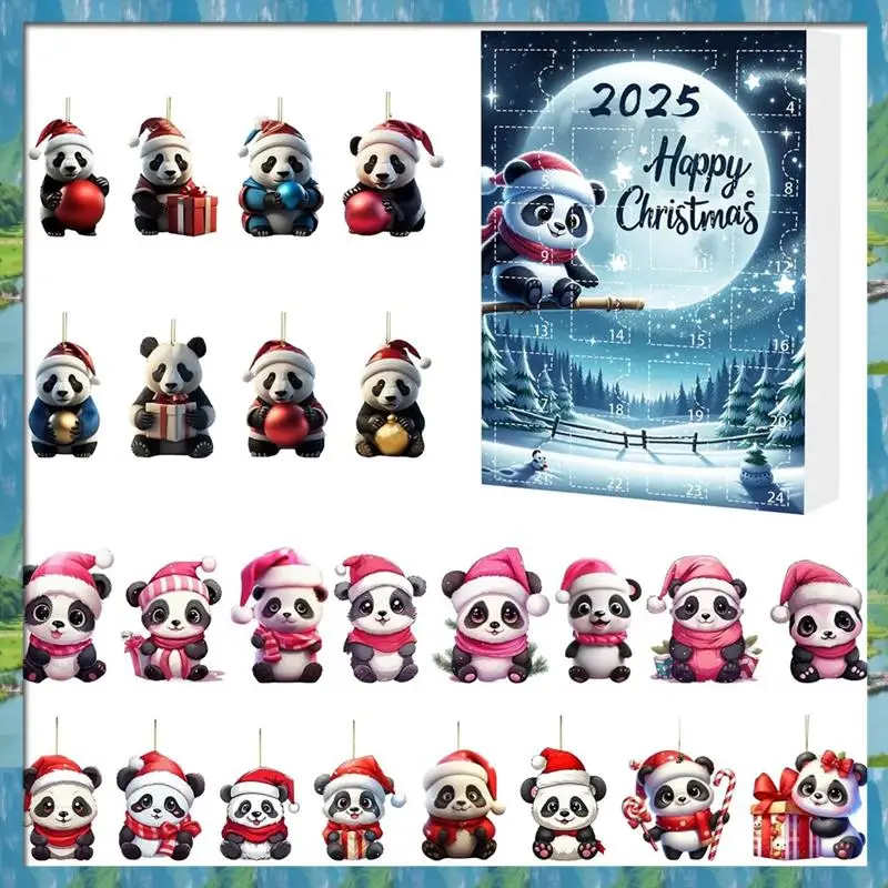 

Мар.Панда с шляпой Санта-Клауса, украшение для рождественской елки, акриловая мини-рождественская елка, адвент-календарь для домашнего декора B