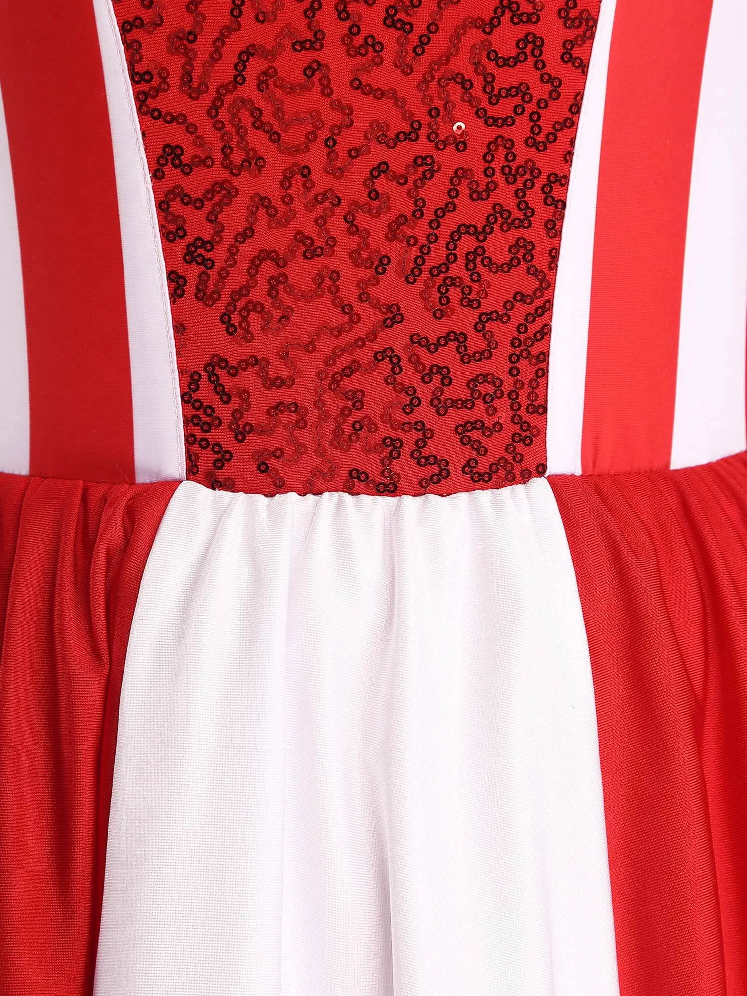 فستان نسائي قصب حلوى عيد الميلاد بأكمام طويلة مزين بالترتر فستان توتو مخطط لمهرجان العطلات وحفلات رأس السنة الجديدة #5