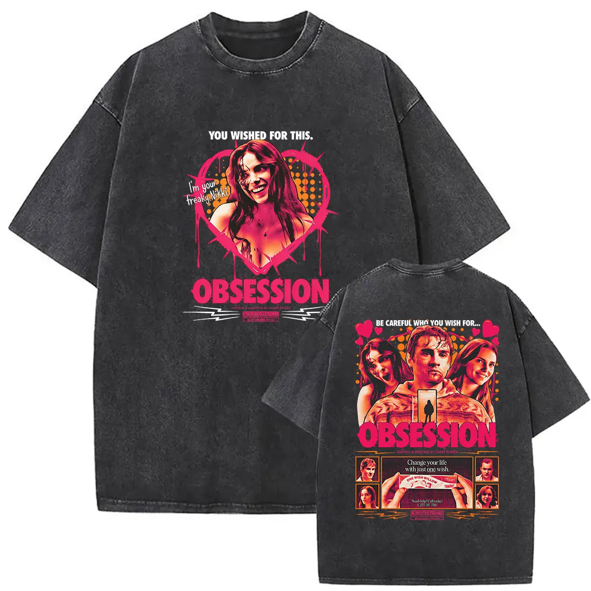 2026 Movie Obsession One Wish Willow Vintage Washed T-Shirts für Herren und Damen – Lässige, modische Oversized T-Shirts mit Rundhalsausschnitt – Detail 6