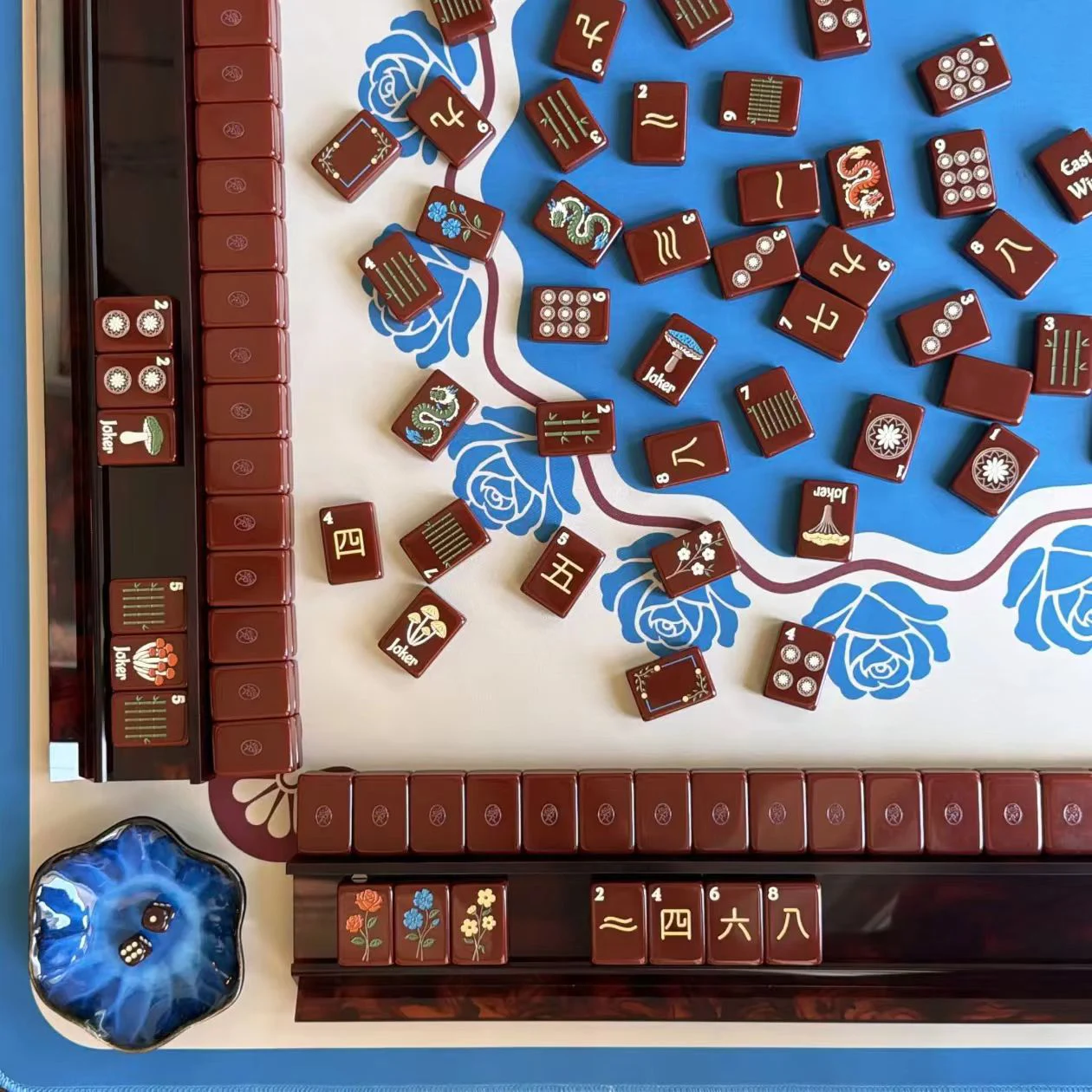Cherry Wine Red Acrylic Mahjong Set, Traditional American Style Tiles, 144 Pieces, Gift Box, Ready Stock