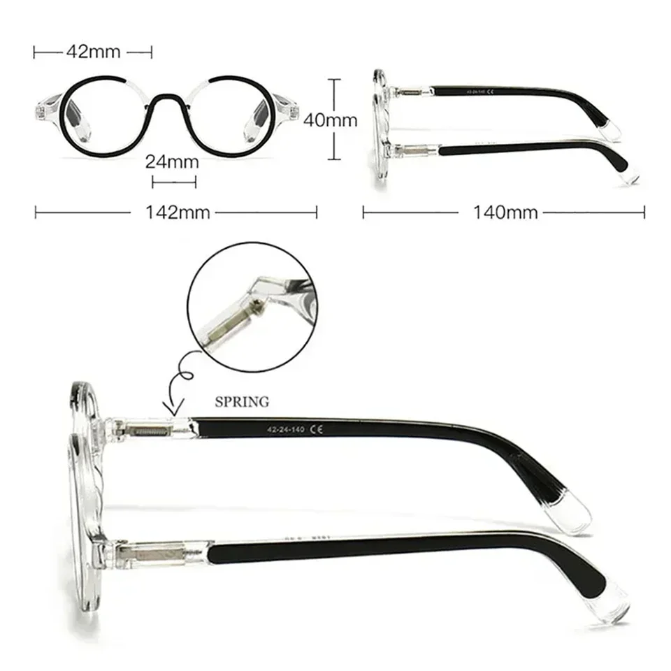 BEGREAT Reading Glasses for Women Men Spring Leg Prescription Glasses Round Frame Presbyopia Glasses Eyeglasses 0 To +4.0