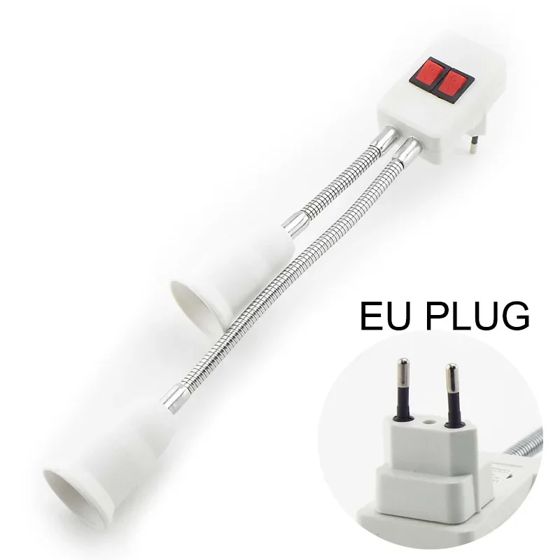 

Светодиодный светильник, двойная лампа E27, цоколи, цоколи, держатель питания, адаптер, преобразователь включения/выключения, адаптер переменного тока 110-220 В, гибкая вилка европейского стандарта и США