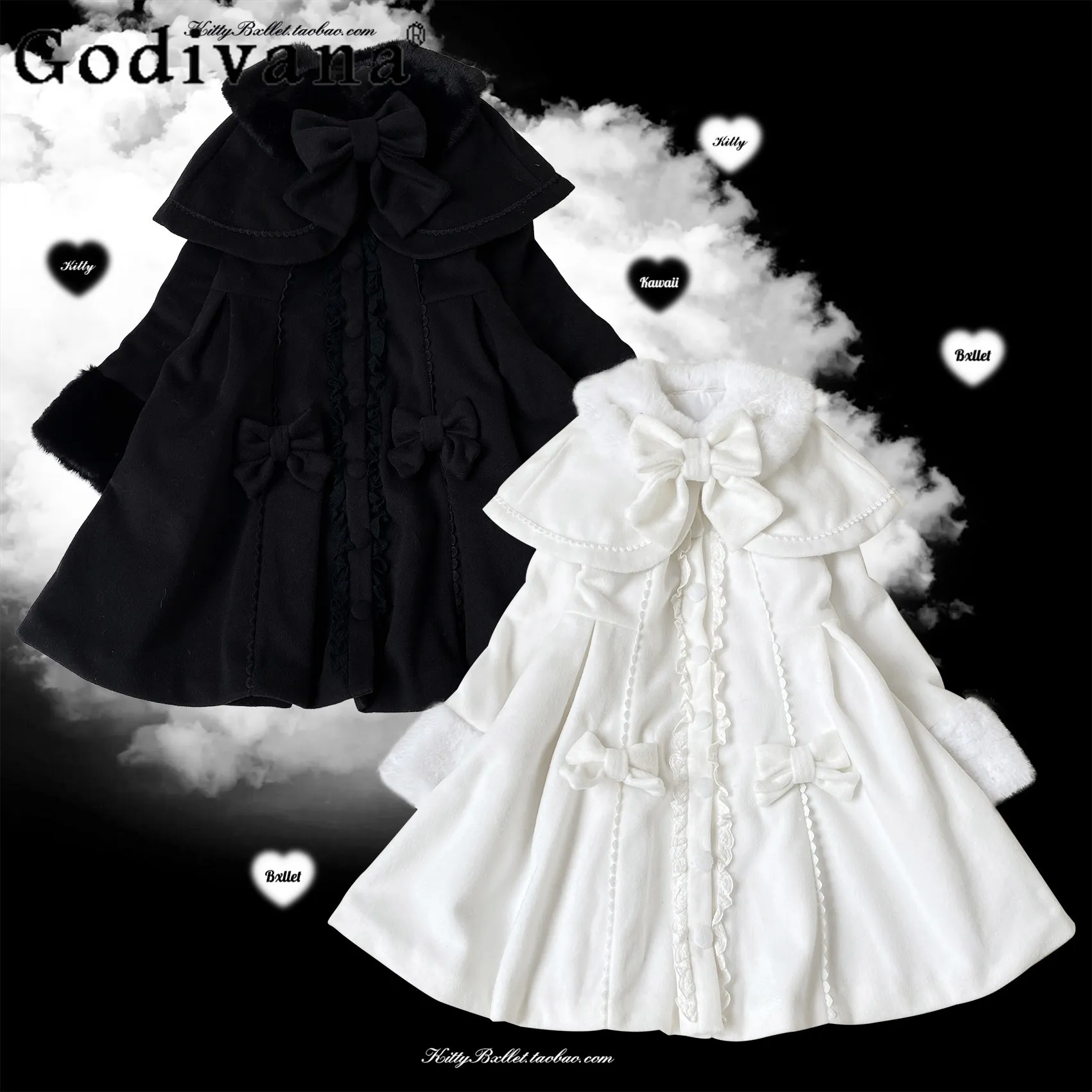 

Зимнее утолщенное теплое японское оригинальное шерстяное пальто с отстегивающимся меховым воротником, с кружевом, милый женский жакет