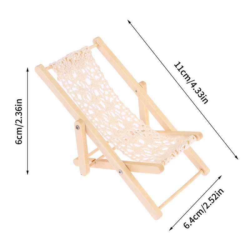 1/12 Dollhouse Foldable Deck Chair Dollhouse Lounge Deck Chair Model Doll House Mini Furniture Accessories