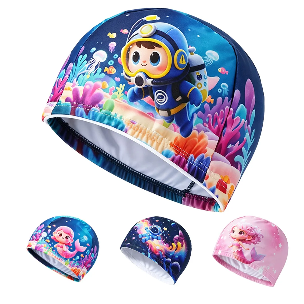 Gentle Fabric Children Swim Cap Fast Drying Light Design Breathable Hat for Kids Daily Swimming Exercise Use