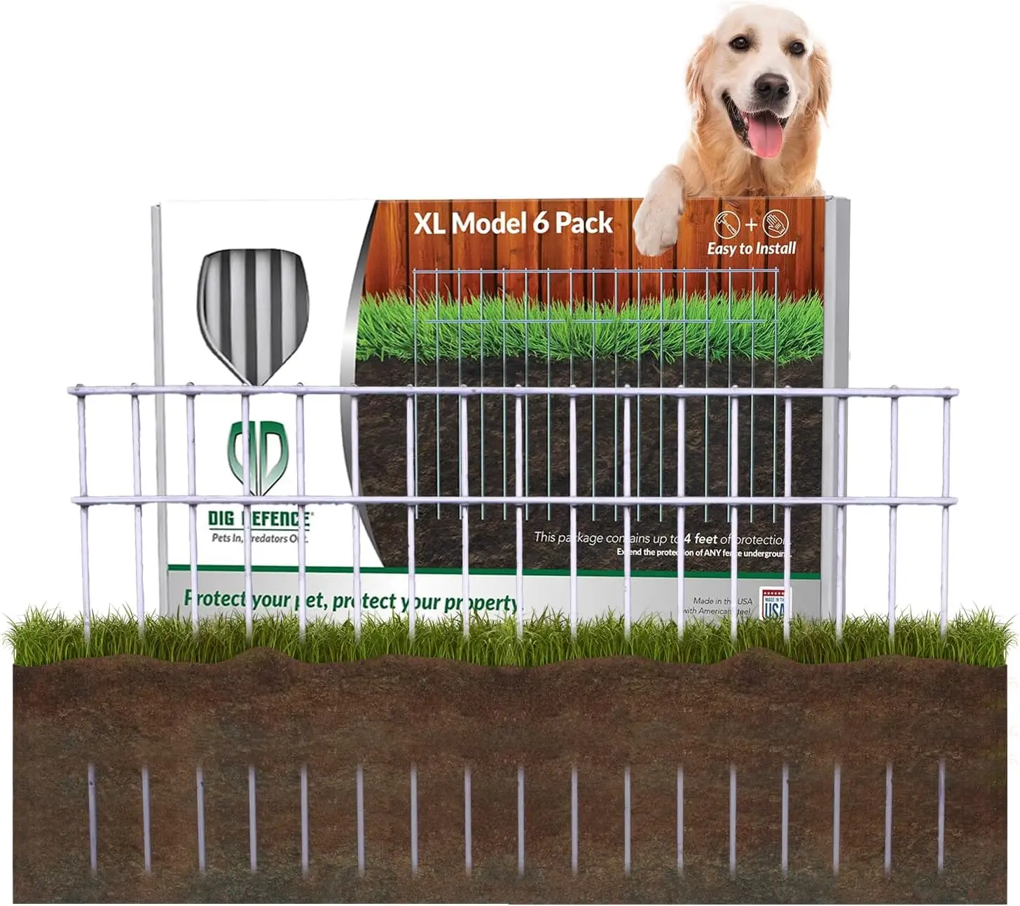

X-Large No Dig Animal Barrier Fence for Dogs and Rabbits, 24"L x 15"H, 6 Pack - Decorative Garden Yard Patio