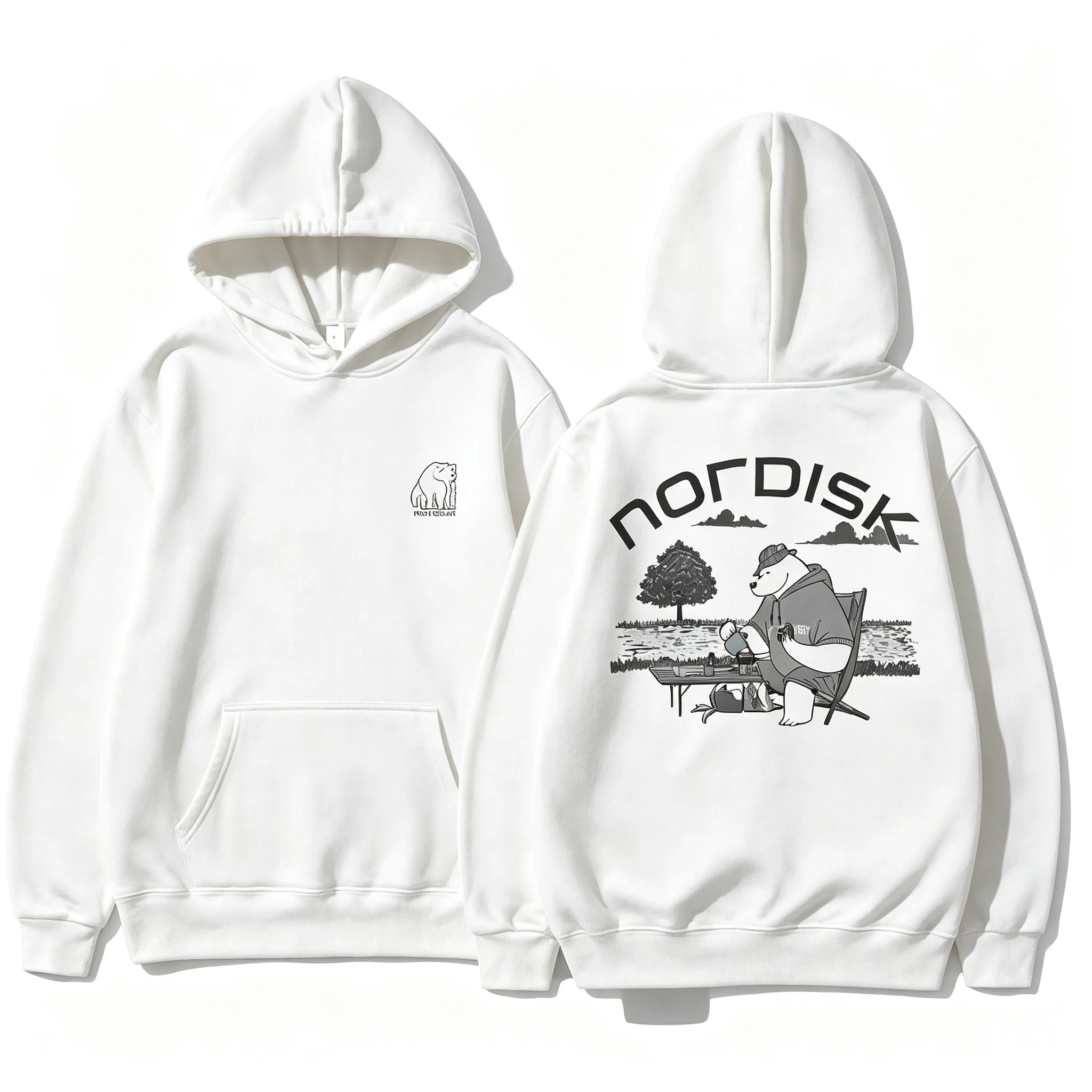 2026 Neuer Unisex White Bear Camping Hoodie mit White Bear-Motiv für Outdoor-Aktivitäten, Wandern, Freizeit, Langarm-Kapuzenpullover – Detail 7