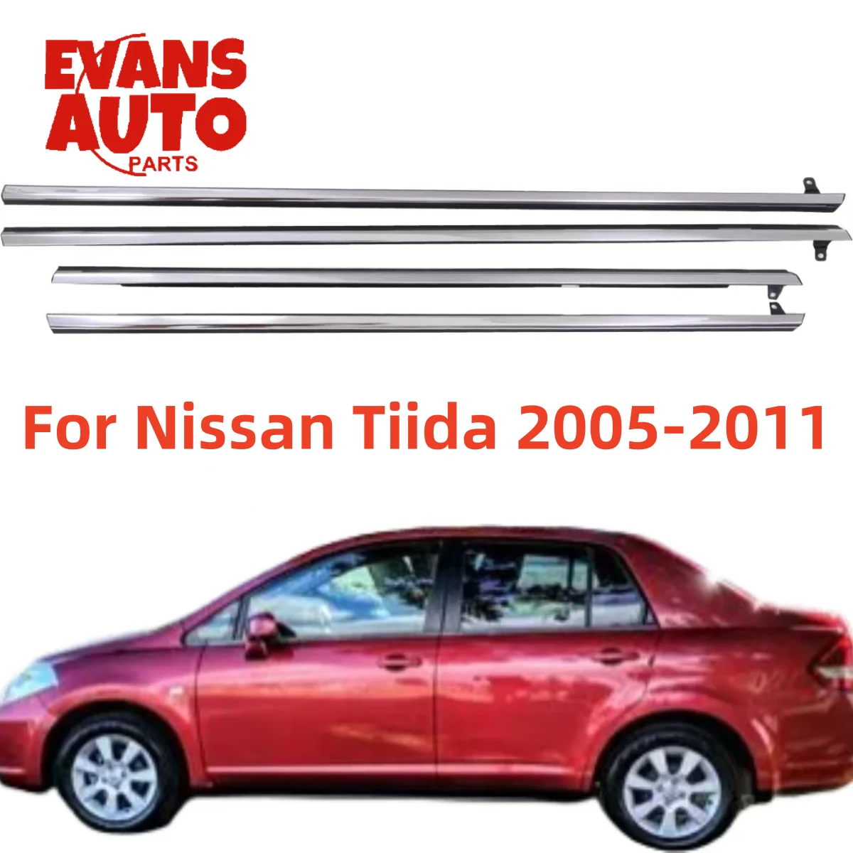 Burlete cromado para ventana de coche, 4 Uds., para Nissan Tiida 2005-2011 880821-ED510 80820-ED510 82821-ED510 82820-ED510