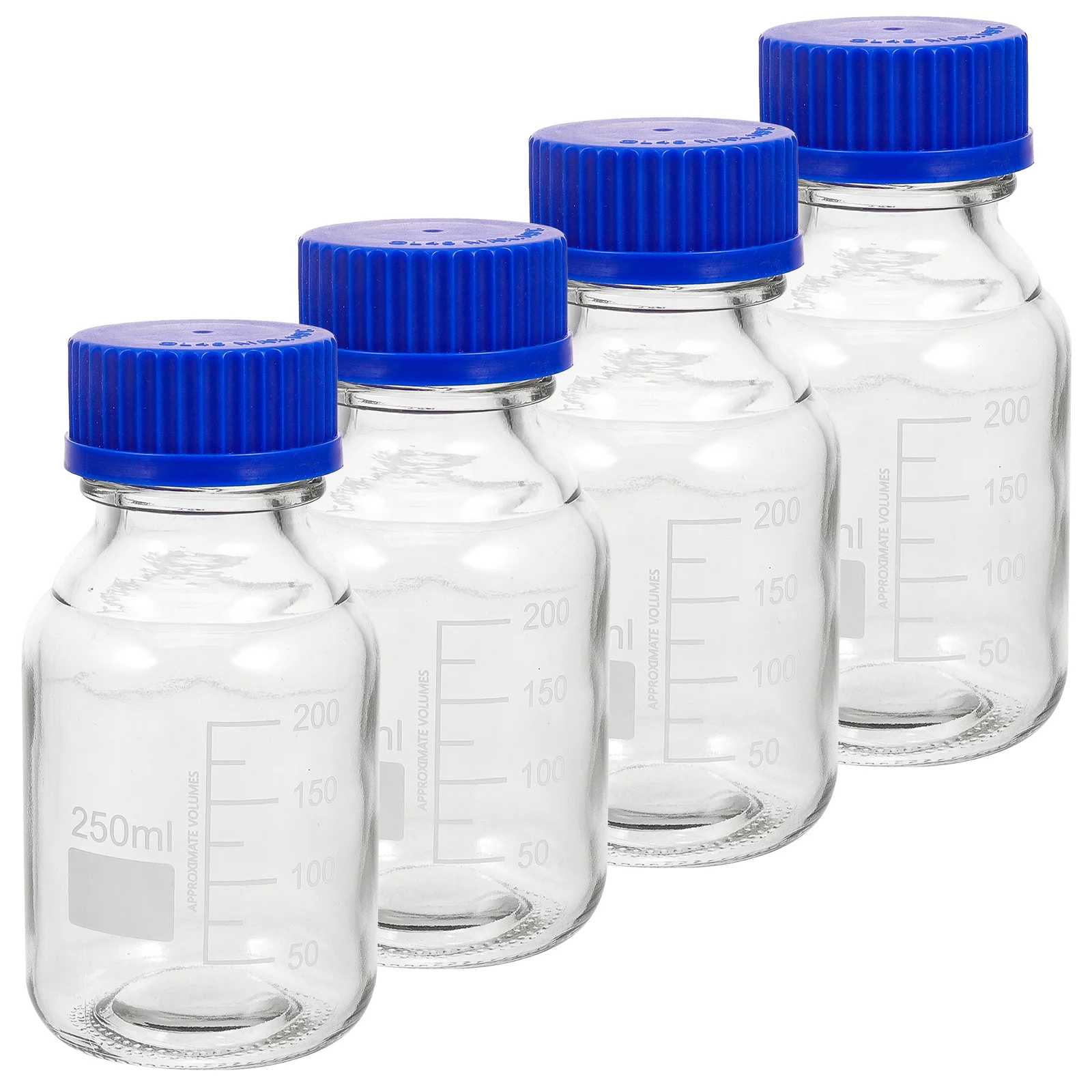 

4Pcs Graduated Reagent Bottle with Screw Caps Heavy Duty Break Resistant Empty Glass Bottle for Laboratory Industrial