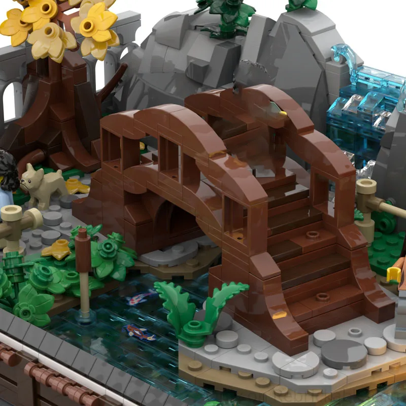 Moc ビルディングブロック中国風庭園建築技術モジュールビルディングブロックフェスティバルギフト子供のおもちゃ DIY セット