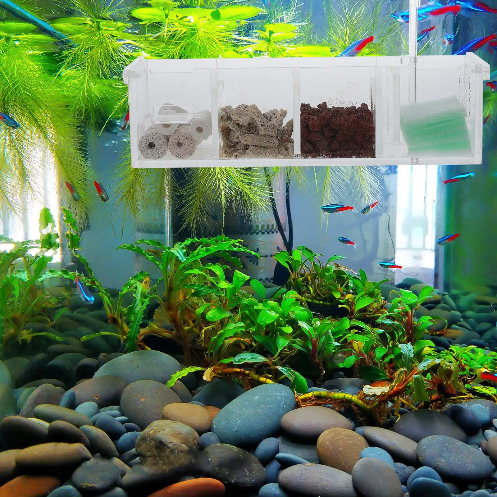 

Набор из 1 шт.: Прозрачный акриловый подвесной фильтр-бокс для аквариума, очиститель воды, многофункциональный аксессуар для чистки аквариумов