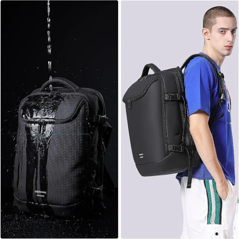 Mochila de viaje expandible para hombre, Maleta Convertible resistente al agua para ordenador portátil de 17 pulgadas, 50L