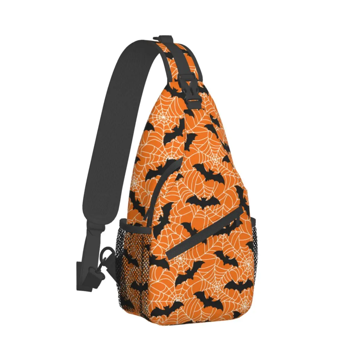 Bats With Web Crossbody Chest Bags Halloween Pockets Travel Pack Messenger Sports Teens Shoulder Bag Unisex