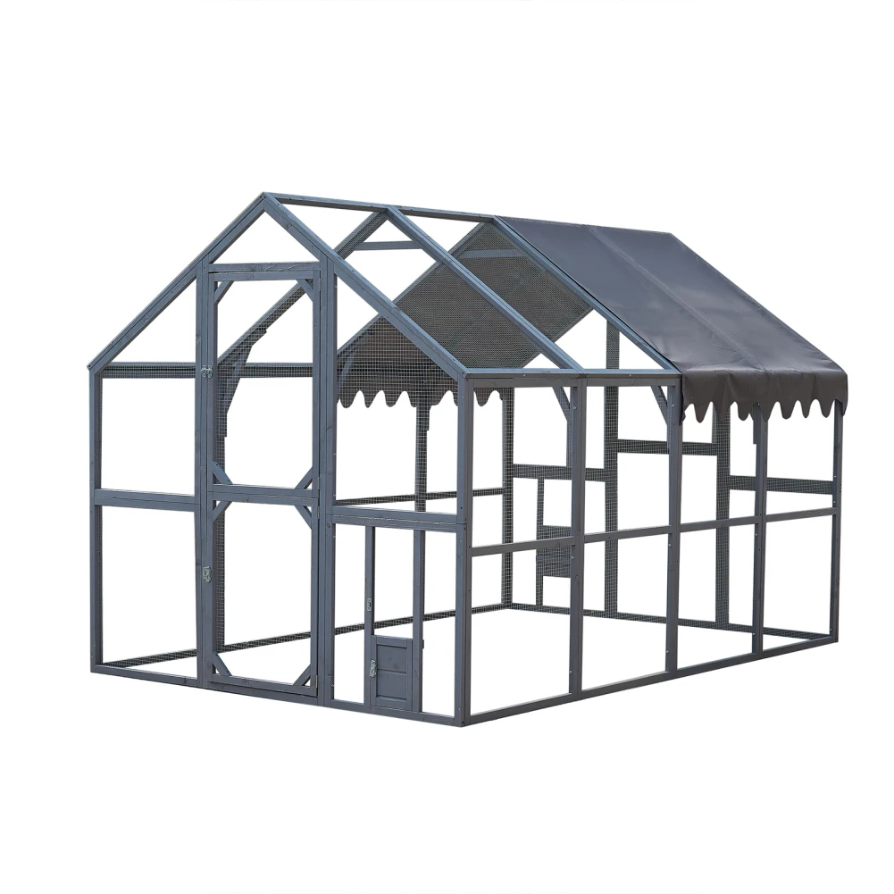 

Outdoor Chicken Coop With Removable Waterproof Roof Cover Sliding Bolt Locks 2 Lift Small Doors Pet Cage For Rabbit Cat Dog Duck