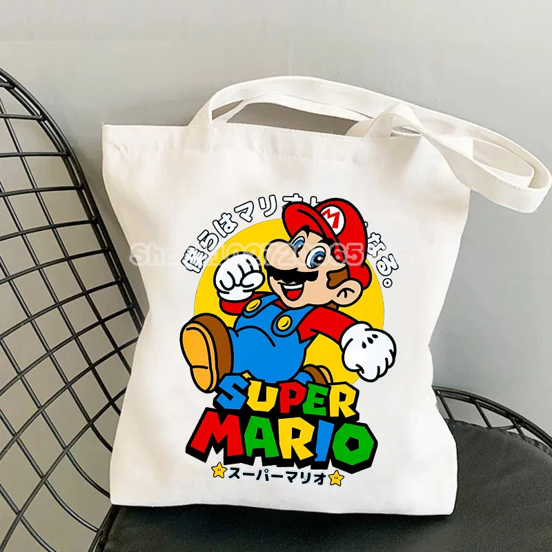 Super Mario Bags Cotton Cartoon Game Characters Shopping Tote Pouch Student Simple Versatile Women Men Commuter Packages Gift